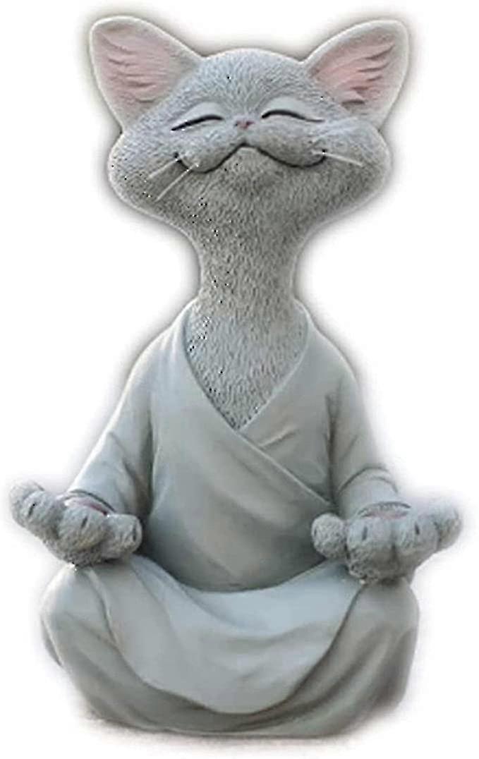Yoga Meditating Cat Statue Relaxed Pose