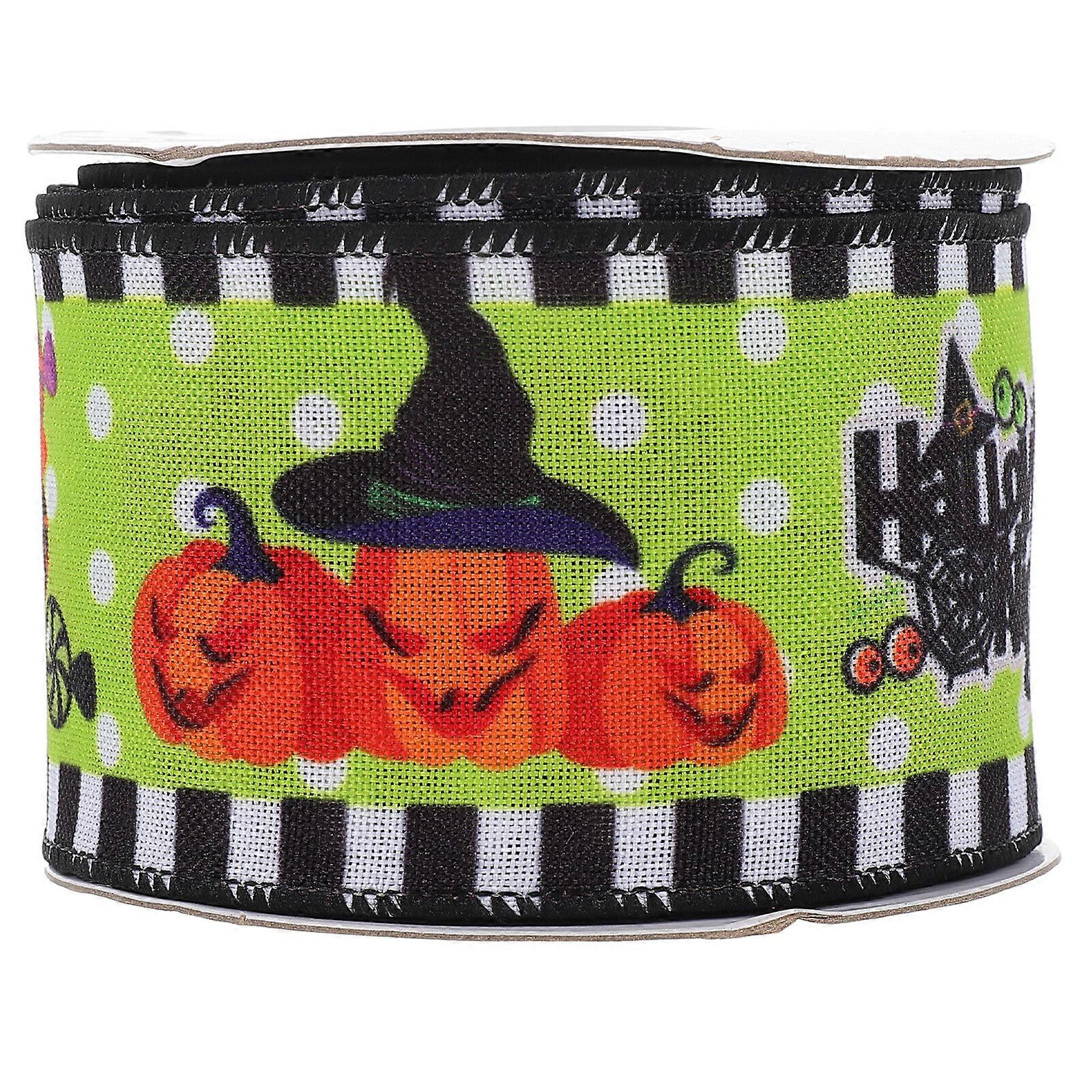 1 Roll of Halloween Ribbon DIY Craft Accessory Halloween Wrapping Ribbon Decorative Halloween Ribbon