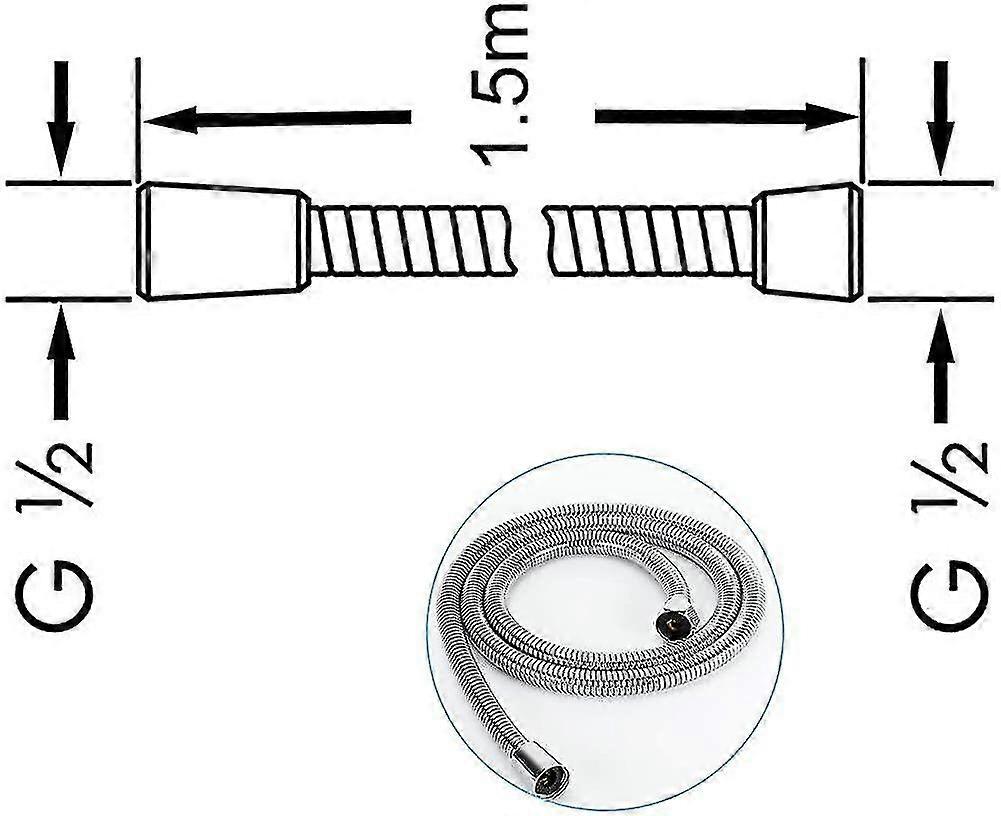 dusj slange 3m dusj slange rustfritt stål ekstra lang 118-tommers (3 meter)