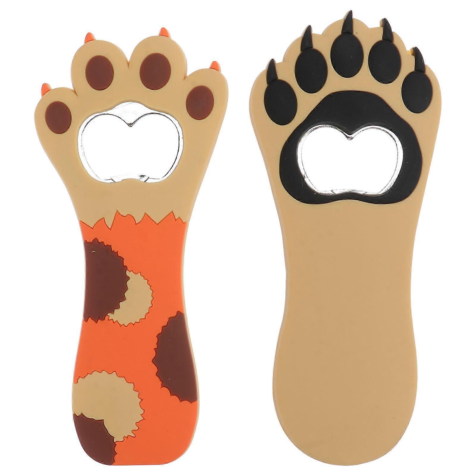 2pcs Cartoon Cat Paw Modeling Bottle Opener Practical Bottle Opening Tool
