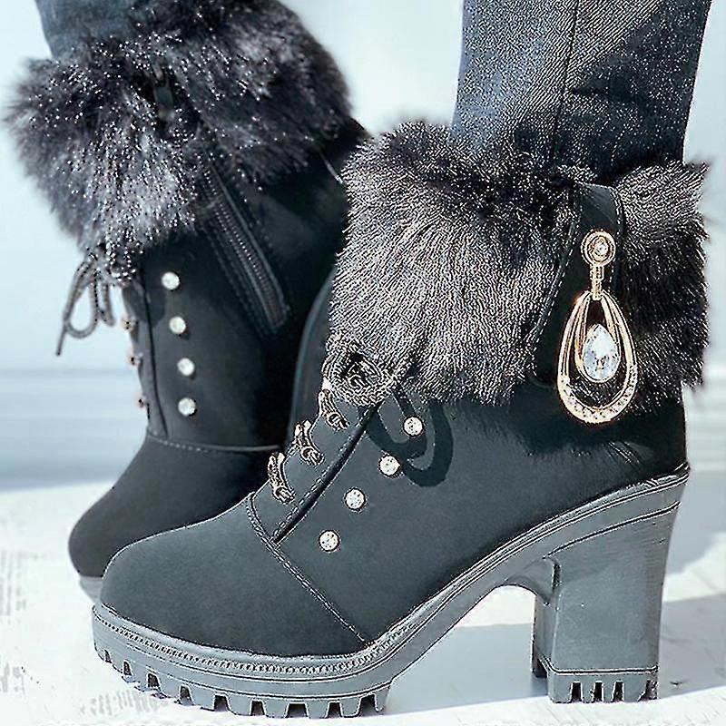 Snow Boots Winter Wedding Booties New Winter Pumps Lace-up High