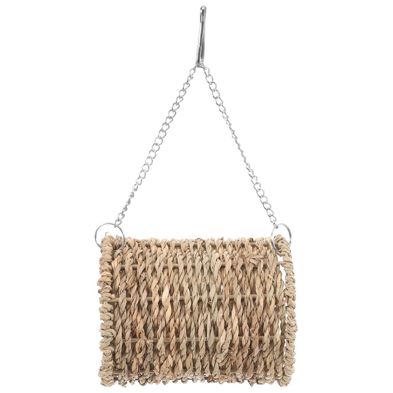 Natural Hamster Straw Woven Tunnel Hammock Nest Hanging Nest for Hamster Use