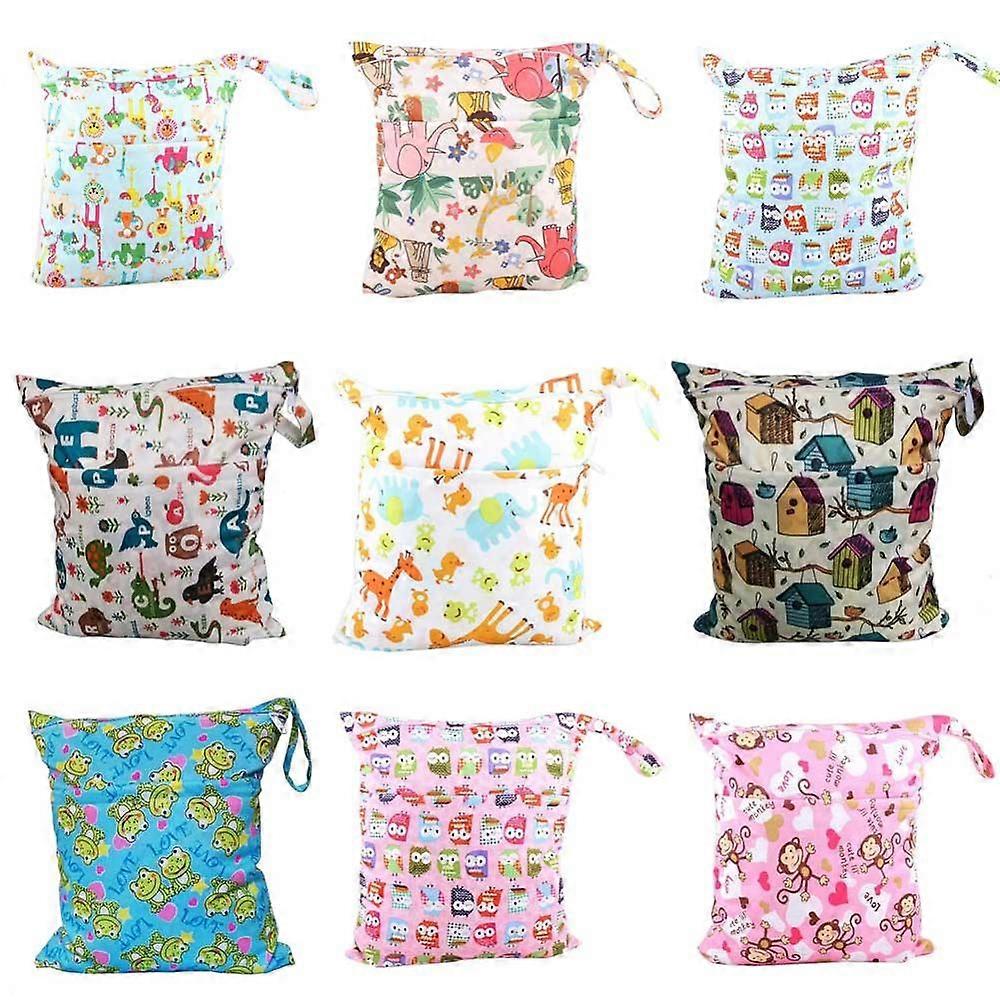 Cute Baby Protable Nappy Reusable Washable Wet Dry Cloth Zipper Waterproof Diaper Storage Bag Random Colors dropshipping hot