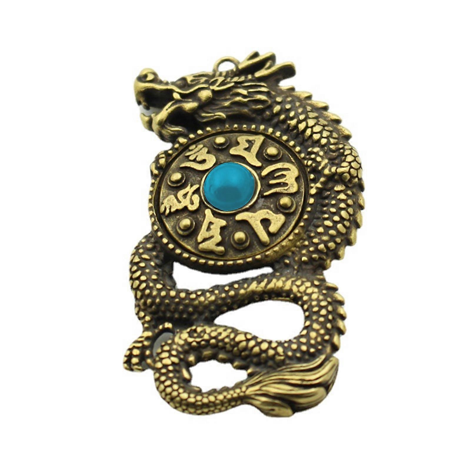 Handmade Dragon Figurine Auspicious Design Brass Retro Style Flying Dragon Statue for Home