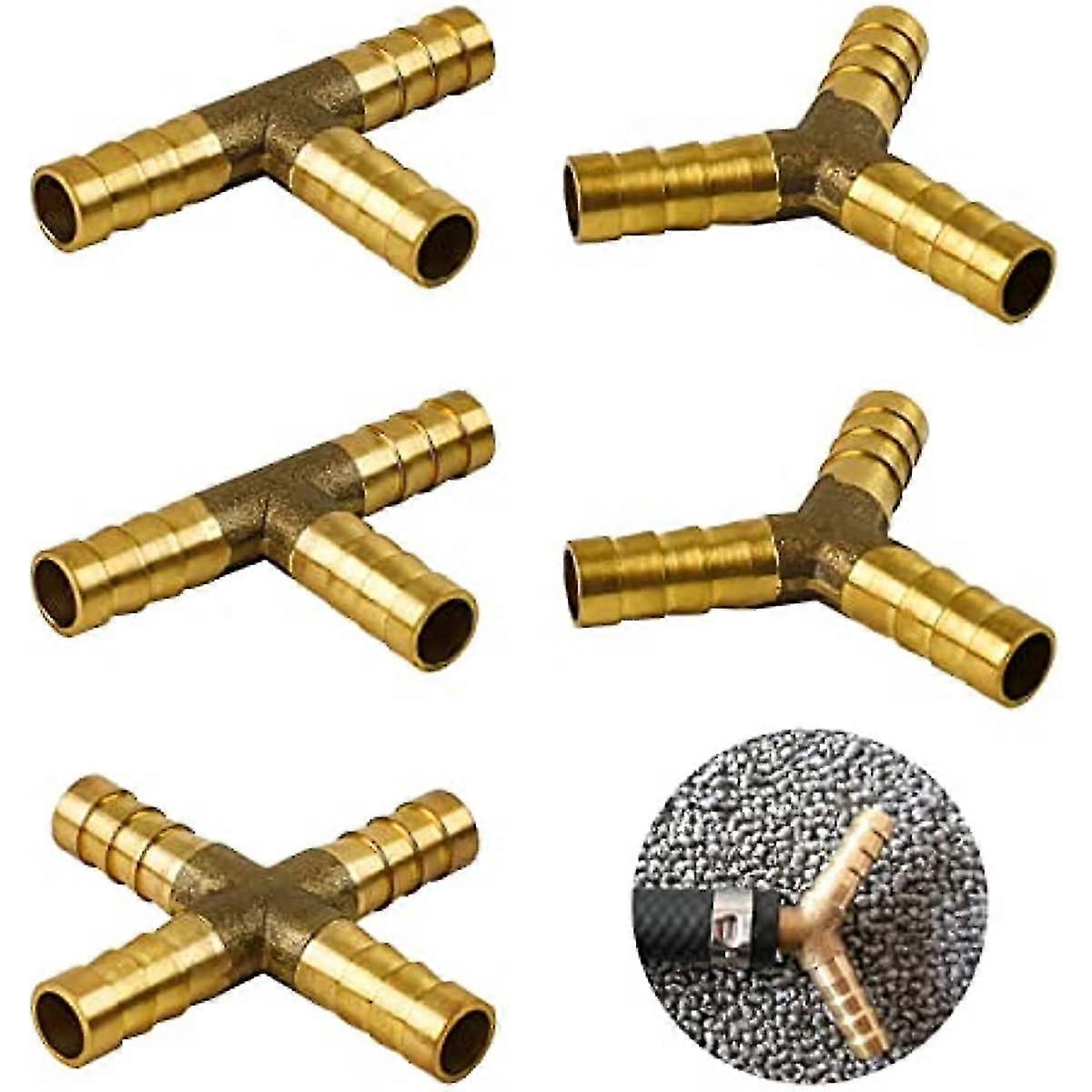 5 قطع 8 مم موصلات خط الوقود النحاسية ، نجار خرطوم الوقود 3/4 طريقة خرطوم الوقود الشائكة موصل محول لزيت غاز الماء والماء بالوقود ، 3 أنماط