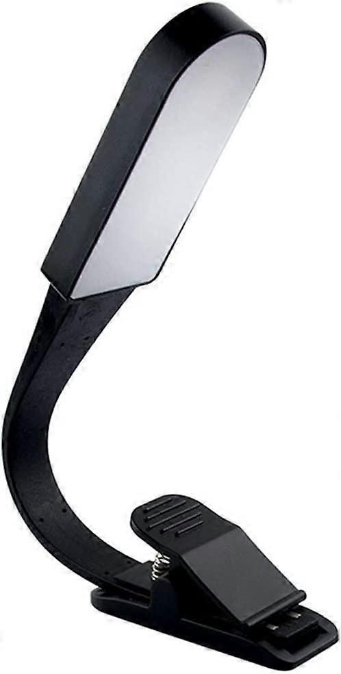3 brightness modes LED clip-on book light USB rechargeable reading light, flexible eye protection and portable music stand