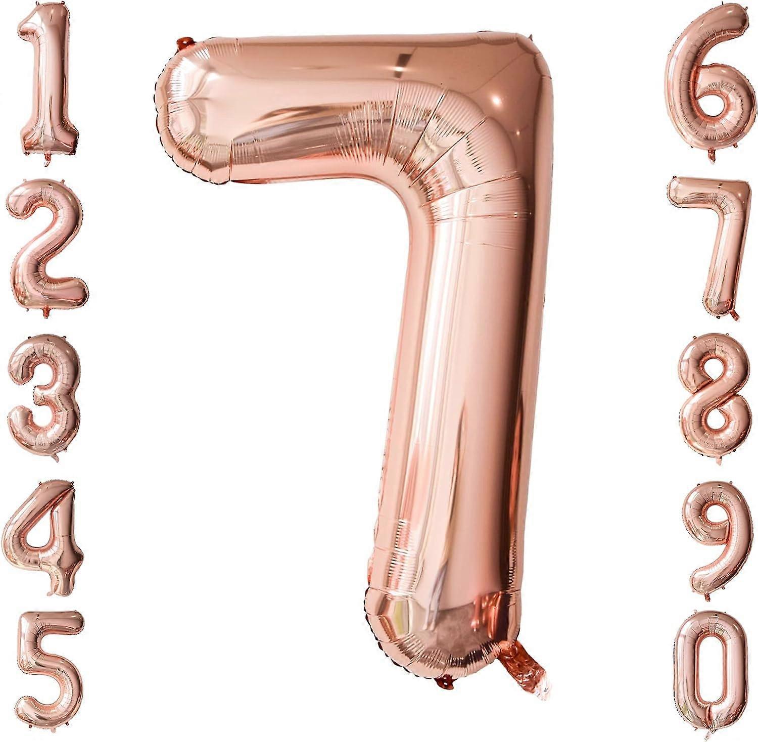 Balony różowego złota numer 7 dla dziewczynek kobiet przyjęcie urodzinowe dekoracja na rocznicę zaręczyny ślubne Walentynki, 40-calowy samopompujący duży gigant M