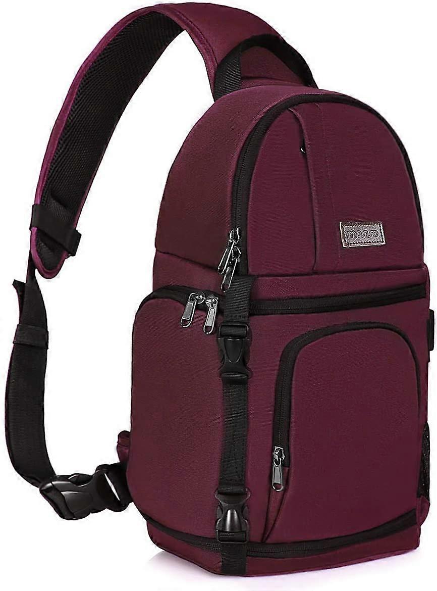 Şarap Kırmızı Kamera Askı Çantası, DSLR / SLR / Aynasız Kamera Çantası Darbeye Dayanıklı Fotoğraf Makinesi Sırt Çantası, Tripod Tutucu ve Çıkarılabilir Modüler Ekler Comp