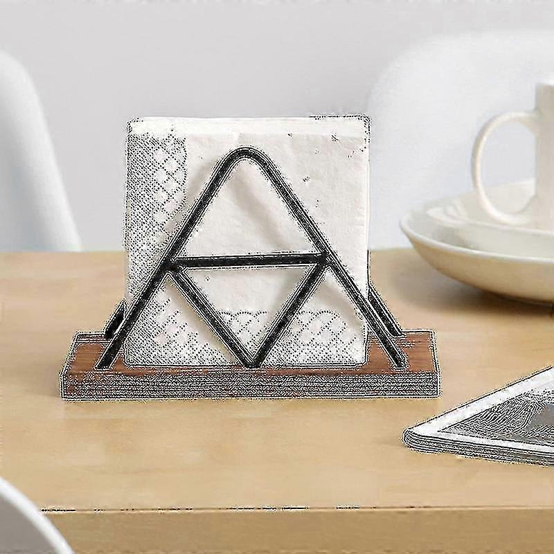 Portatovaglioli per tavolo da pranzo - Portatovaglioli in metallo nero e legno per cucina, sala da pranzo, sala da pranzo-buono