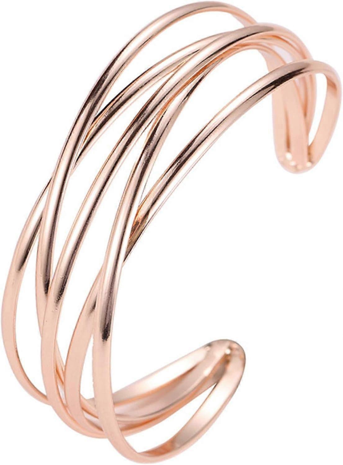 Bracelet Multilayer  Bangle Bracelet Open Cuff Wrist Present - Rose Gold