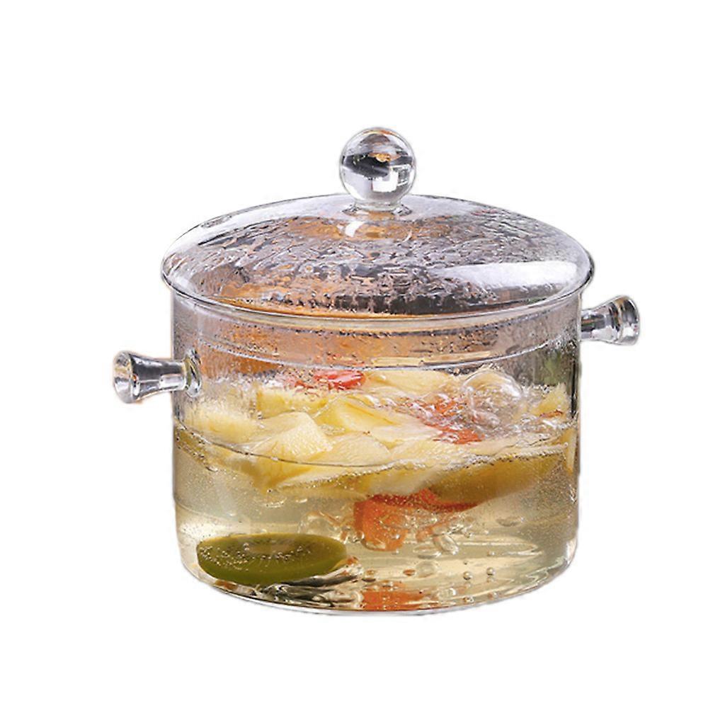  Pentola di vetro con coperchio, 1L / 1,3L, pentole in vetro fatte a mano, può essere utilizzata per cucinare noodles, zuppe, latte, pappe, ecc.