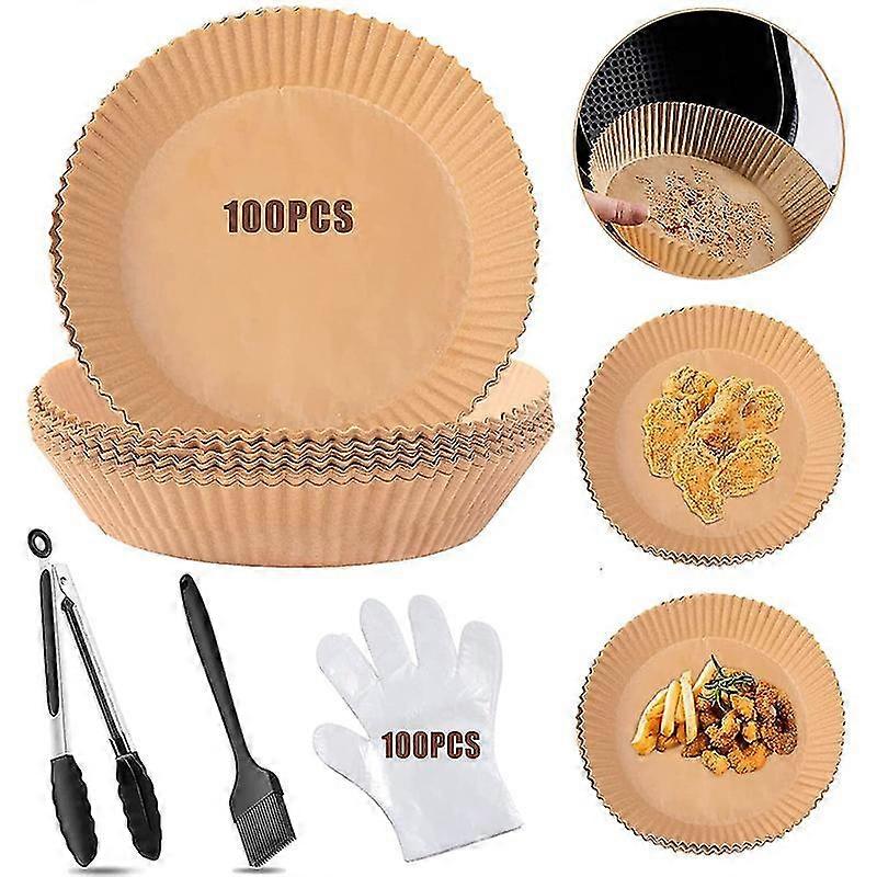 202-Piece Set Of Special Paper For Air Fryer Round Silicone Oil Paper Plate Barbecue Paper Tray Food Pad Paper Oil-Absorbing Paper Large