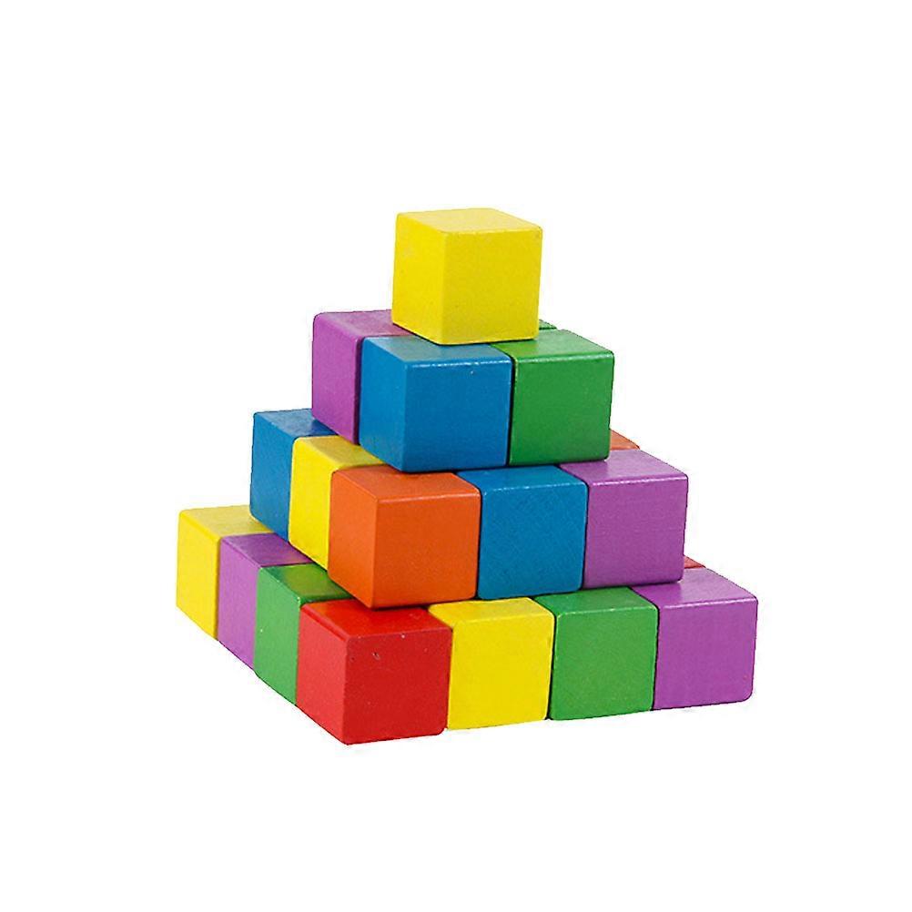 50pcs Colorful Square Cubes Wooden Craft Cubes Precise Cutting Wood Square Blocks for Crafts Building Materials DIY Projects (2.5CM)