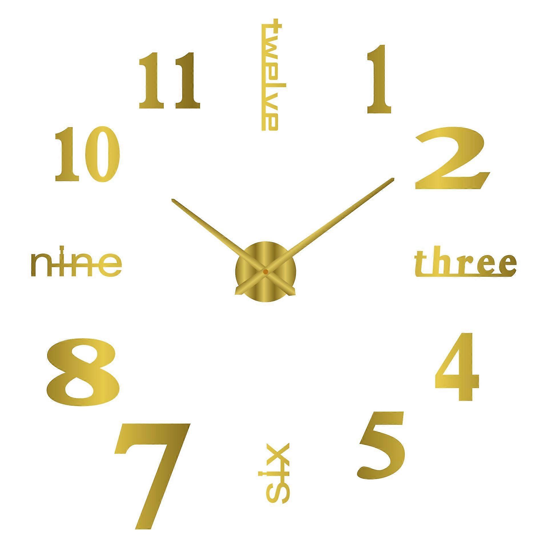 Elegant Large Diy Frameless 3d Mirror Surface Effect Wall Clock