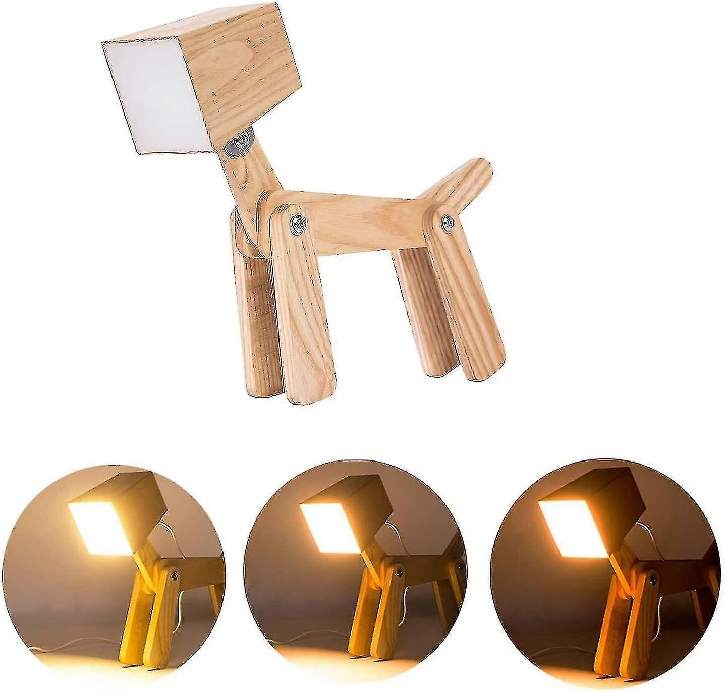 モダンなデザイン木製の電気スタンドは動物犬ランプ調光テーブルランプ照明を導いた