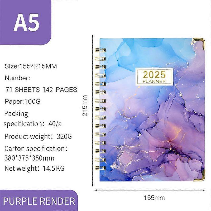 1pcs 2025 A5 Coil Diary Project - Purple render model