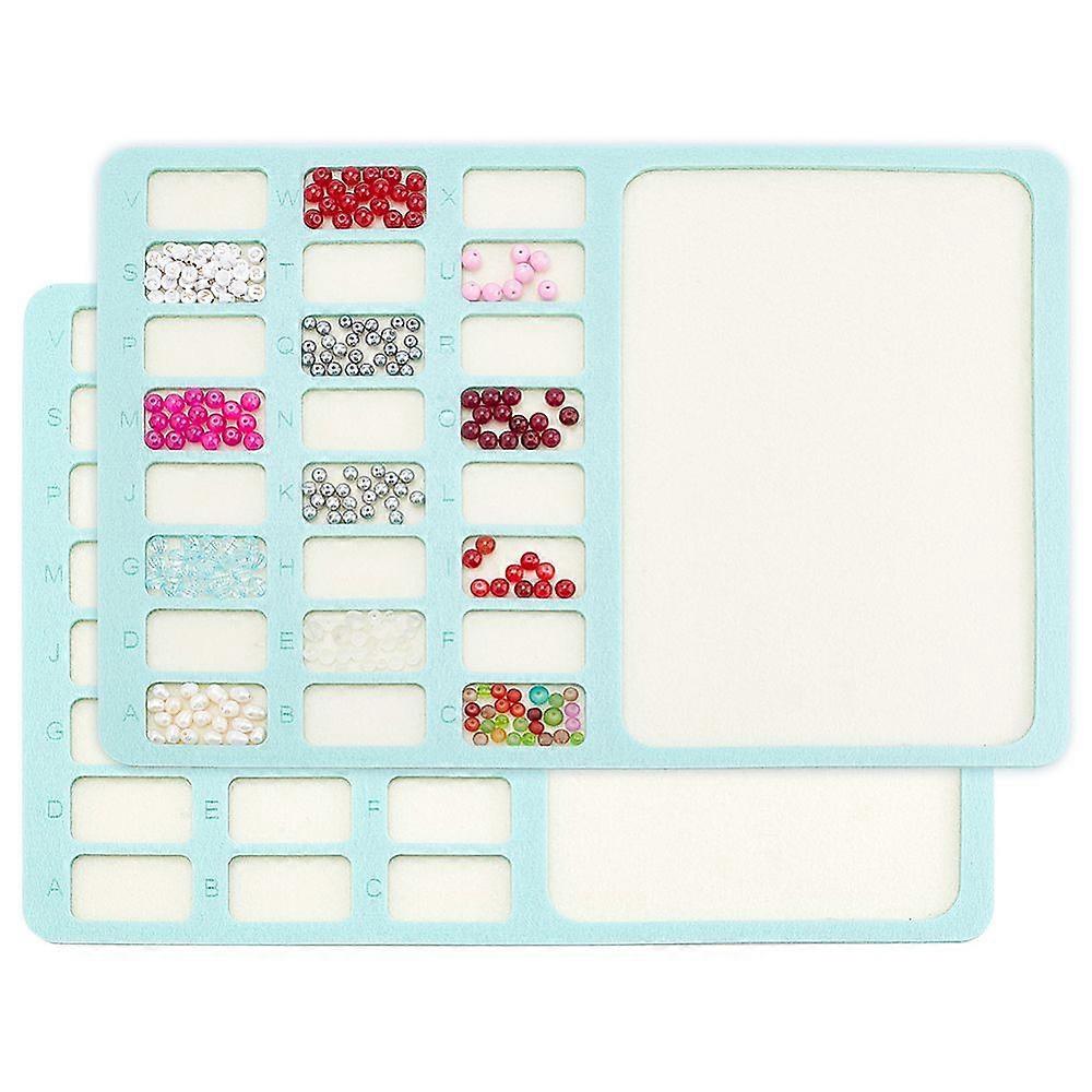 2Pcs Rectangle Felt Bead Design Boards Green Felt Beading Mat with A-X 24 Small Grids Beads Tray Bead Pad for Art Crafts Jewelry Making Beading Suppli
