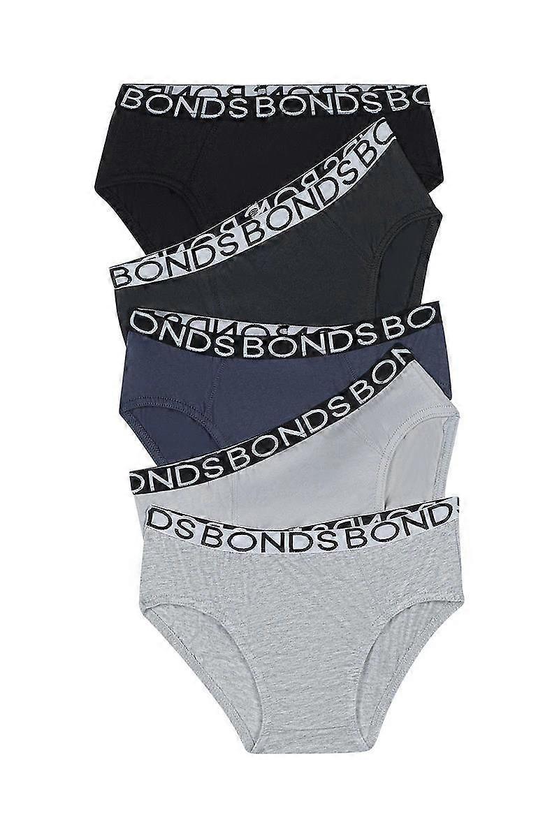 5 Pack Bonds Boys Briefs Kids Comfy Cotton Undies Underwear Black Grey Uwbt5a Multi Bulk