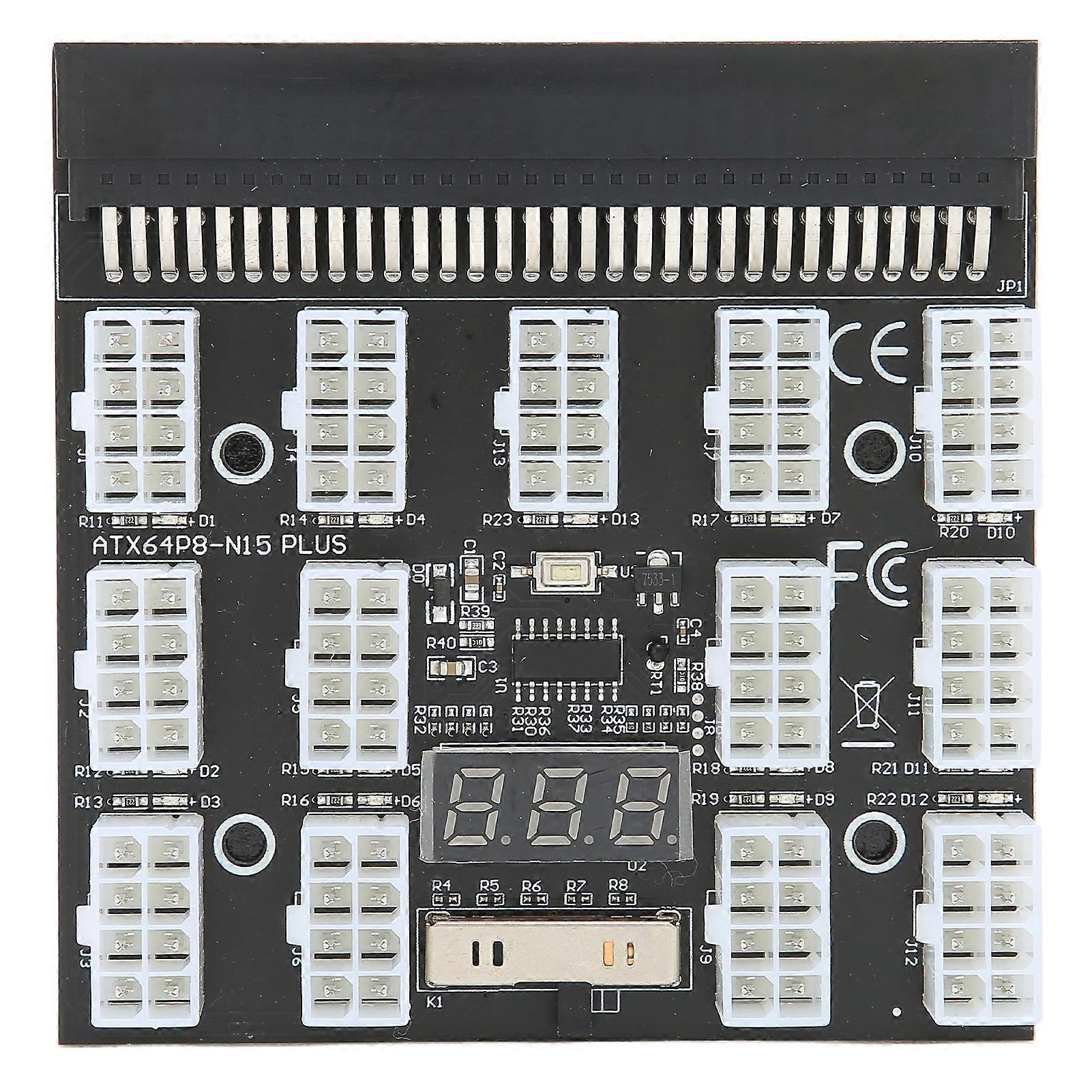 Power Breakout Board Distribution Board Adapter 13Port 8Pin 1200W Digital Temperature Display Computer Accessories 12V