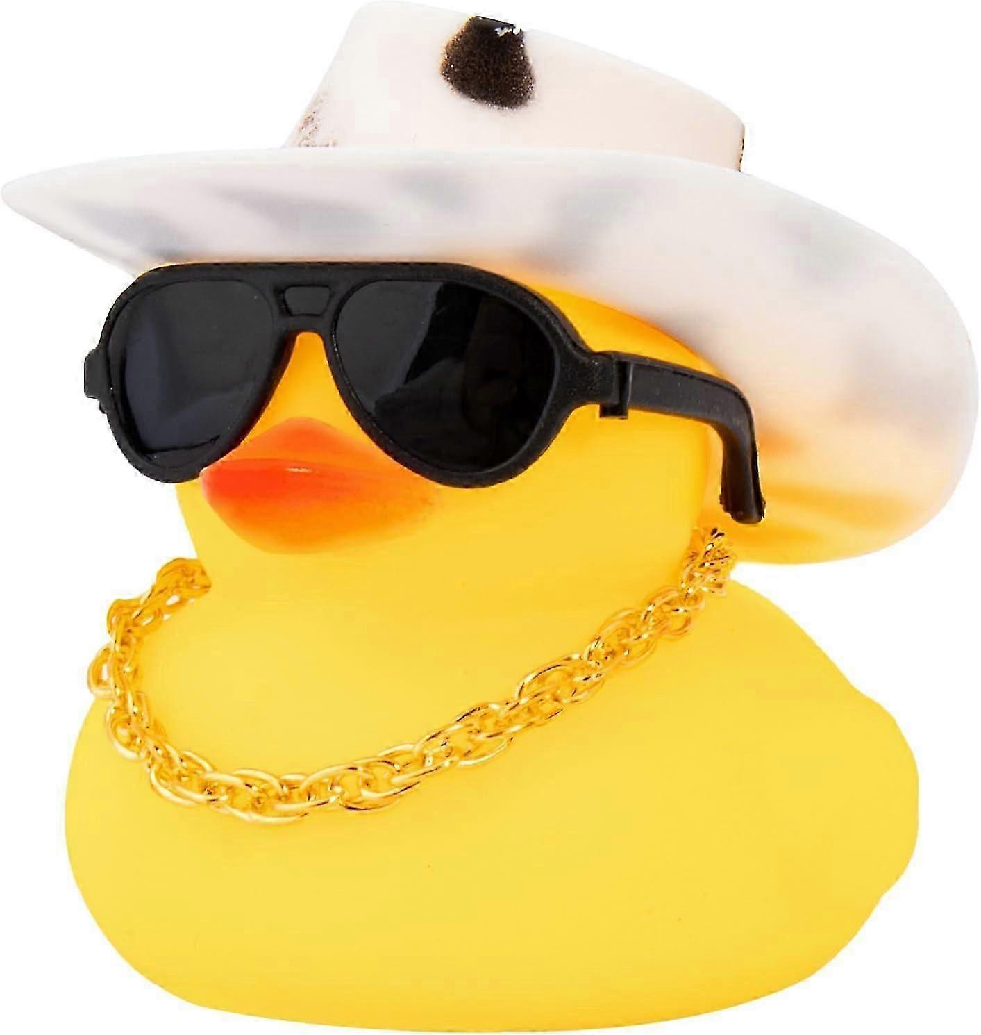 Rubber Duck Car Ornaments Yellow Duck Car Dashboard Decorations with Propeller Helmet for Christmas Decor and Home Decorations for Adults, Black Spots