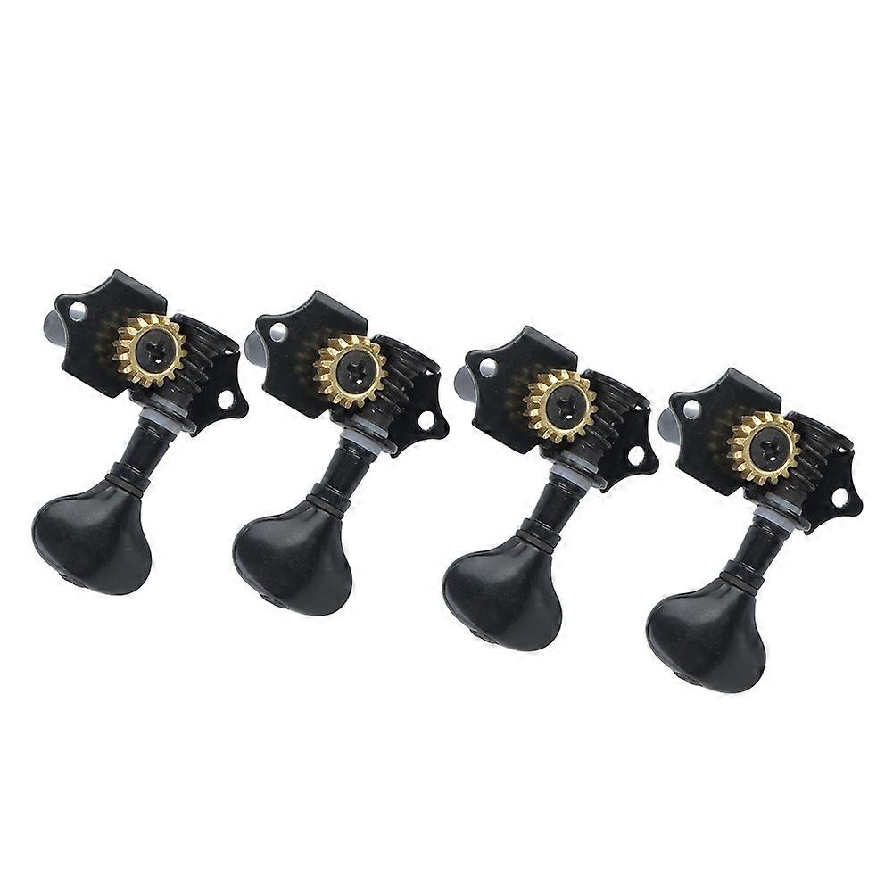 4Pcs/Set Open Type 2 Left  2 Right Ukulele String Knobs Ukulele Replacement Accessory(Black)