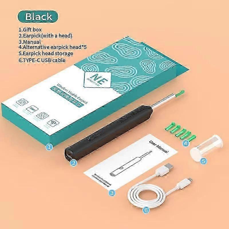 Wireless Smart Visual WiFi Ear Cleaner Otoscope Ear Picker with LED Light Ear Wax Removal Tool Camera Ear Endoscope Ear Wax Remover for Android IOS