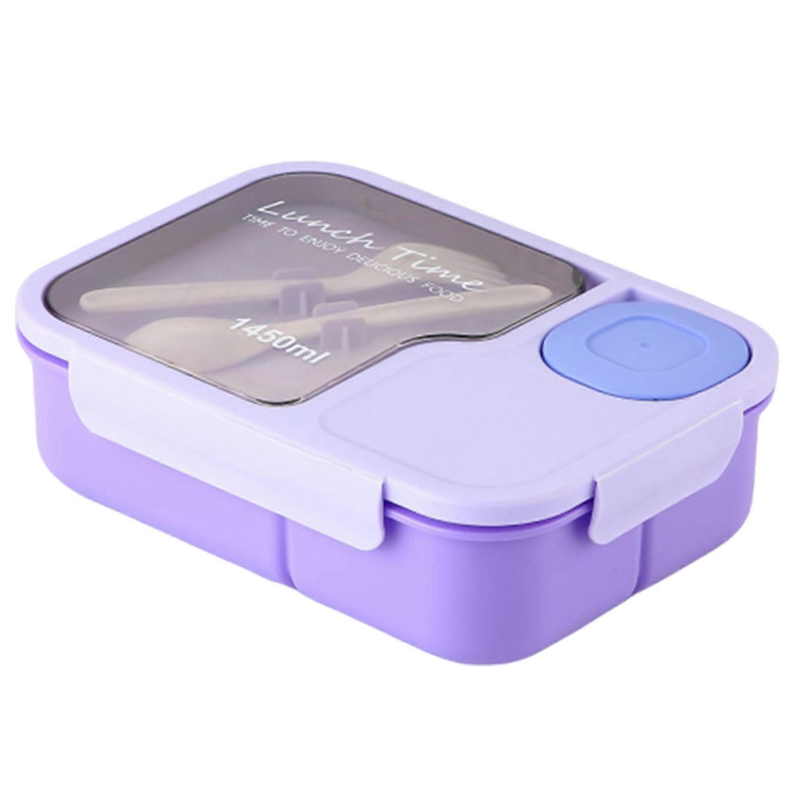 Portable Lunch Box Set With Utensils Functional Food Storage Case with Separate Sections and Tool for Enjoy Meals  Purple