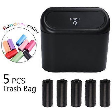 Versatile Waterproof Car Trash Can with Automatic Lid - Sleek Black, 1L Capacity