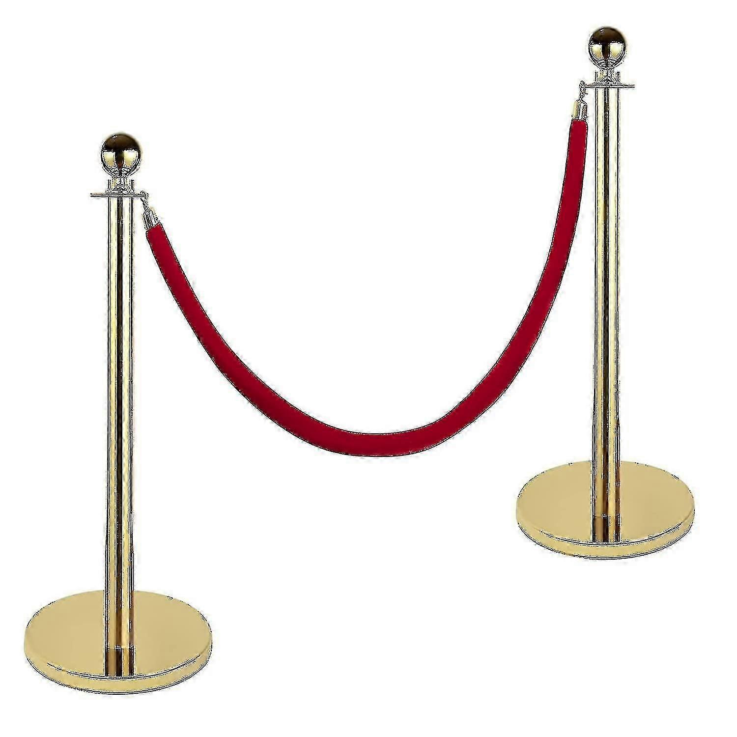 2 قطعة 1.5m الأحمر المخملي سانشيون حبل السيطرة على الحشد حبل حاجز مع السنانير الذهب المصقول