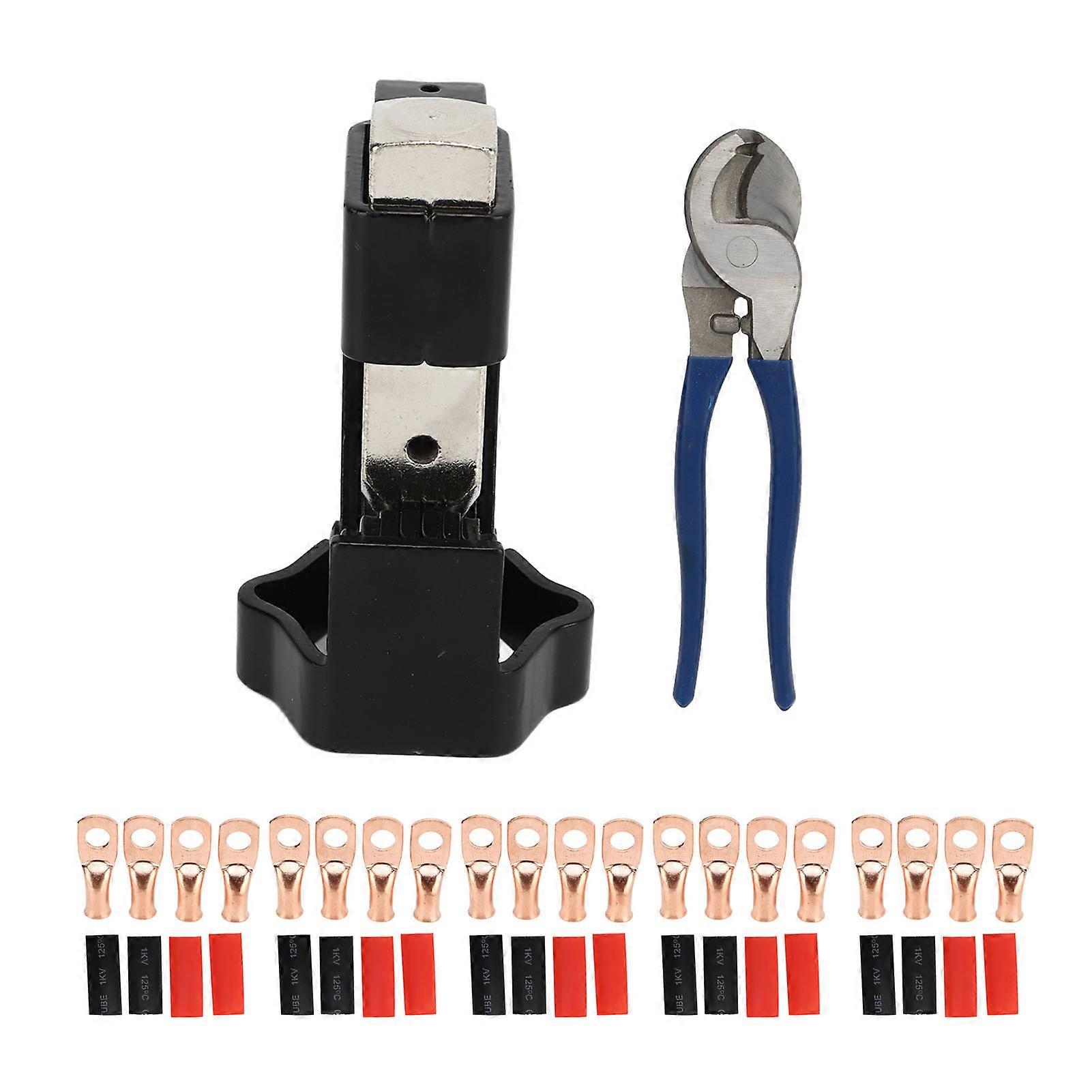 Hammer Lug Crimping Tool: With Cable Cutter, 20pcs Copper Connectors & Heat Shrink Tubes for AWG 8 to 4/0 Terminals