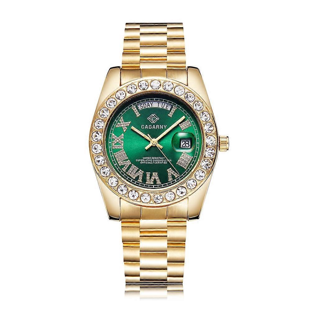 CAGARNY 6886 Diamond-encrusted Roman Numeral Dial Quartz Watch for Men