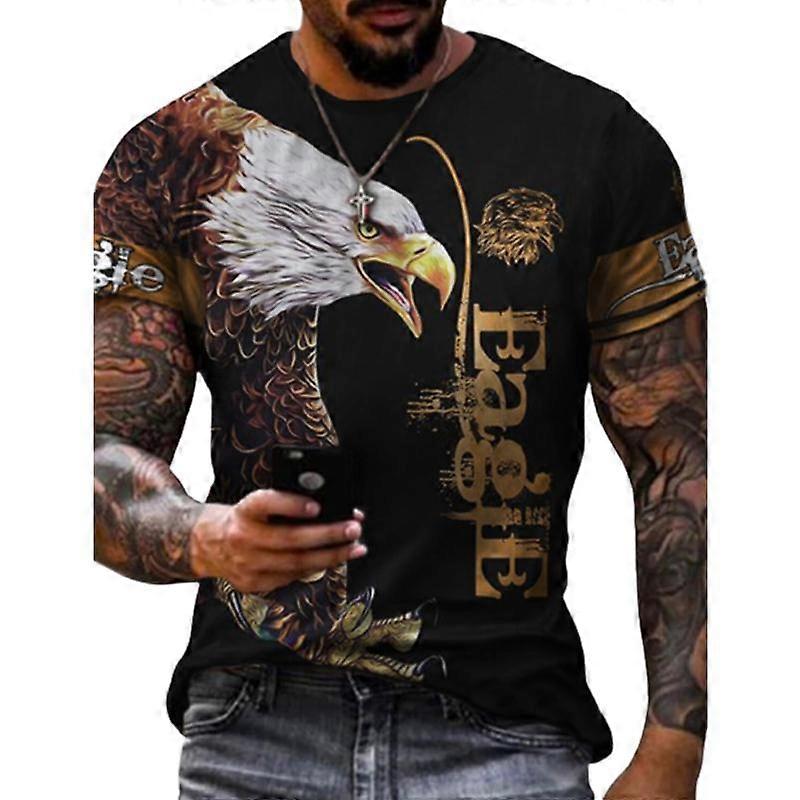 Nowa letnia koszulka męska moda Osobowość Orzeł Litery Drukowana męska koszulka Top