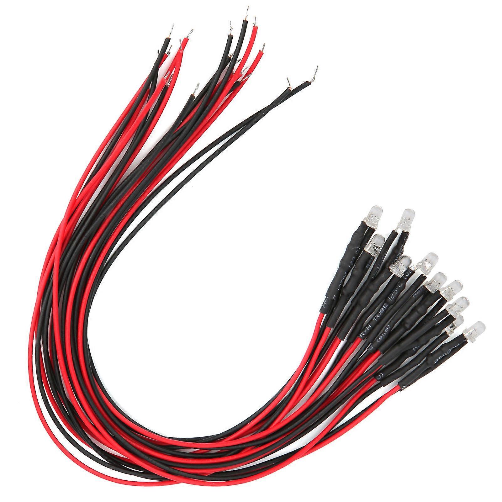 50Pcs LED Lights Emitting Diodes Pre Wired Prewired Round Head Single Flashing Model 12hite Light