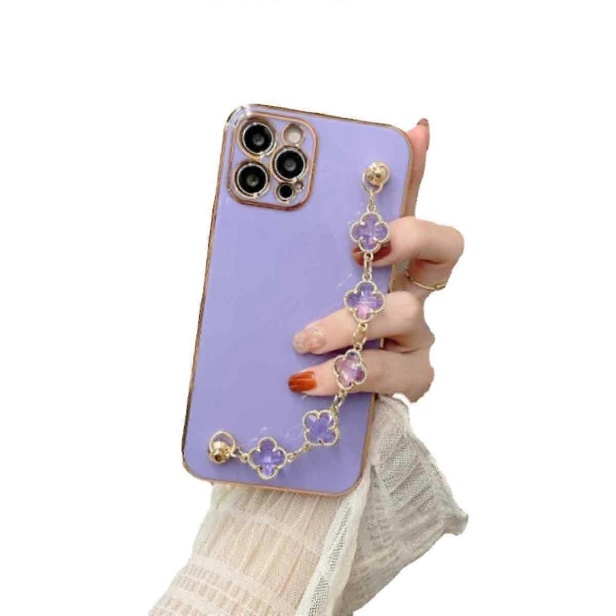 Gem Four Leaf Grass Chain Case For Apple 12 11 Pro Max X Case