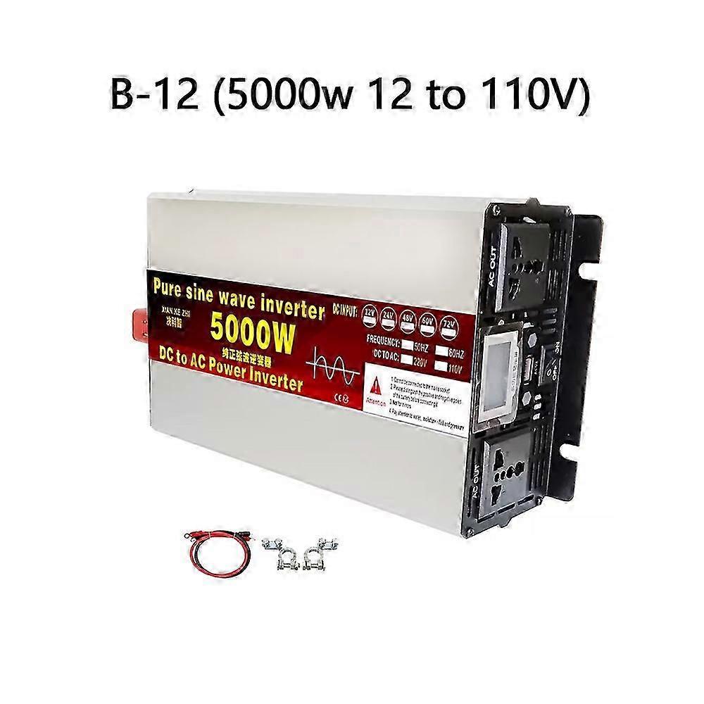 4000W/5000W Pure Sine Wave Power Inverter 12V/24V/72V DC to 110V AC, LCD Display, Multiple Protections, High Efficiency jy