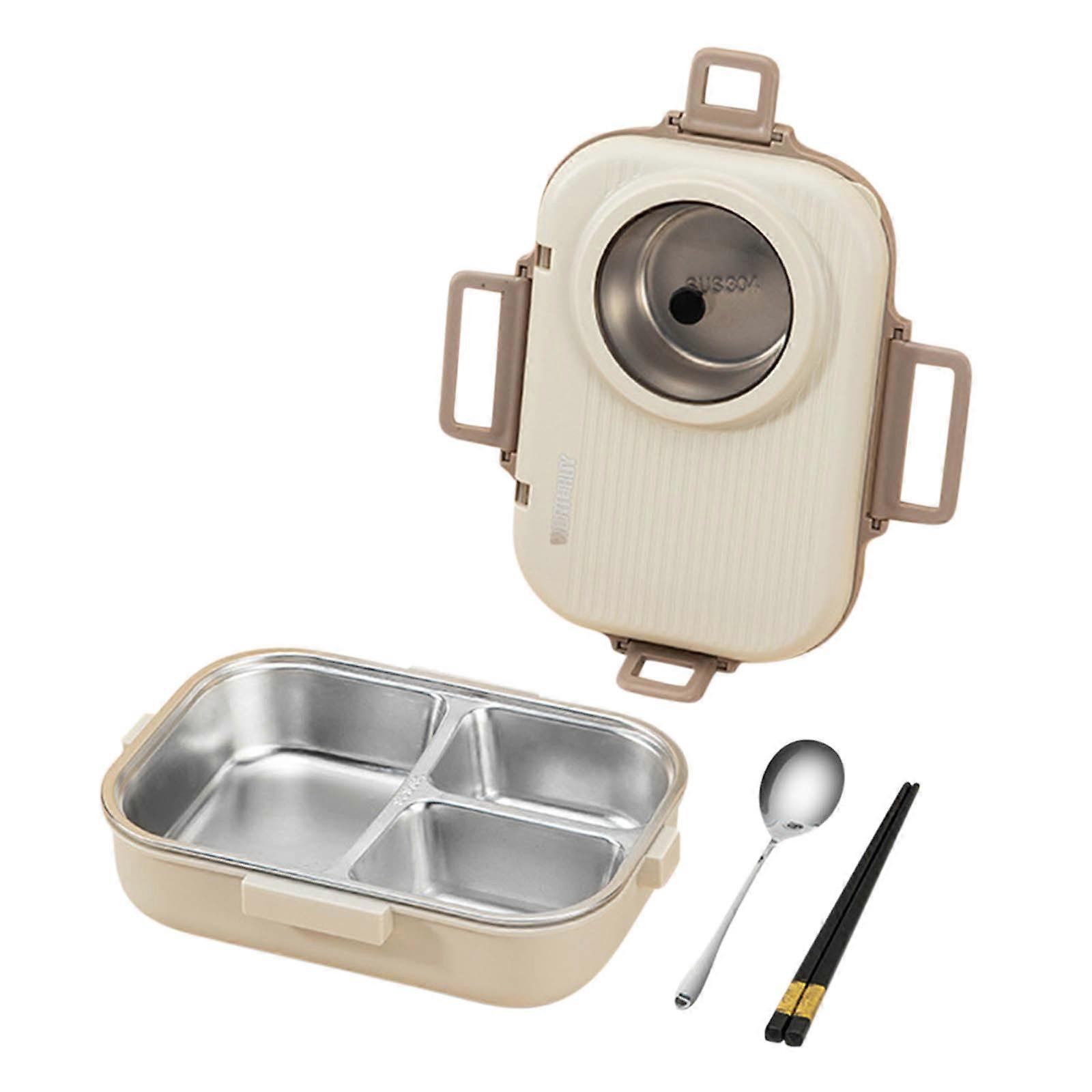 1400ml Stainless Steel Bento Lunch Box For Kids And Adults Stackable Containers With 4 Compartments Portable