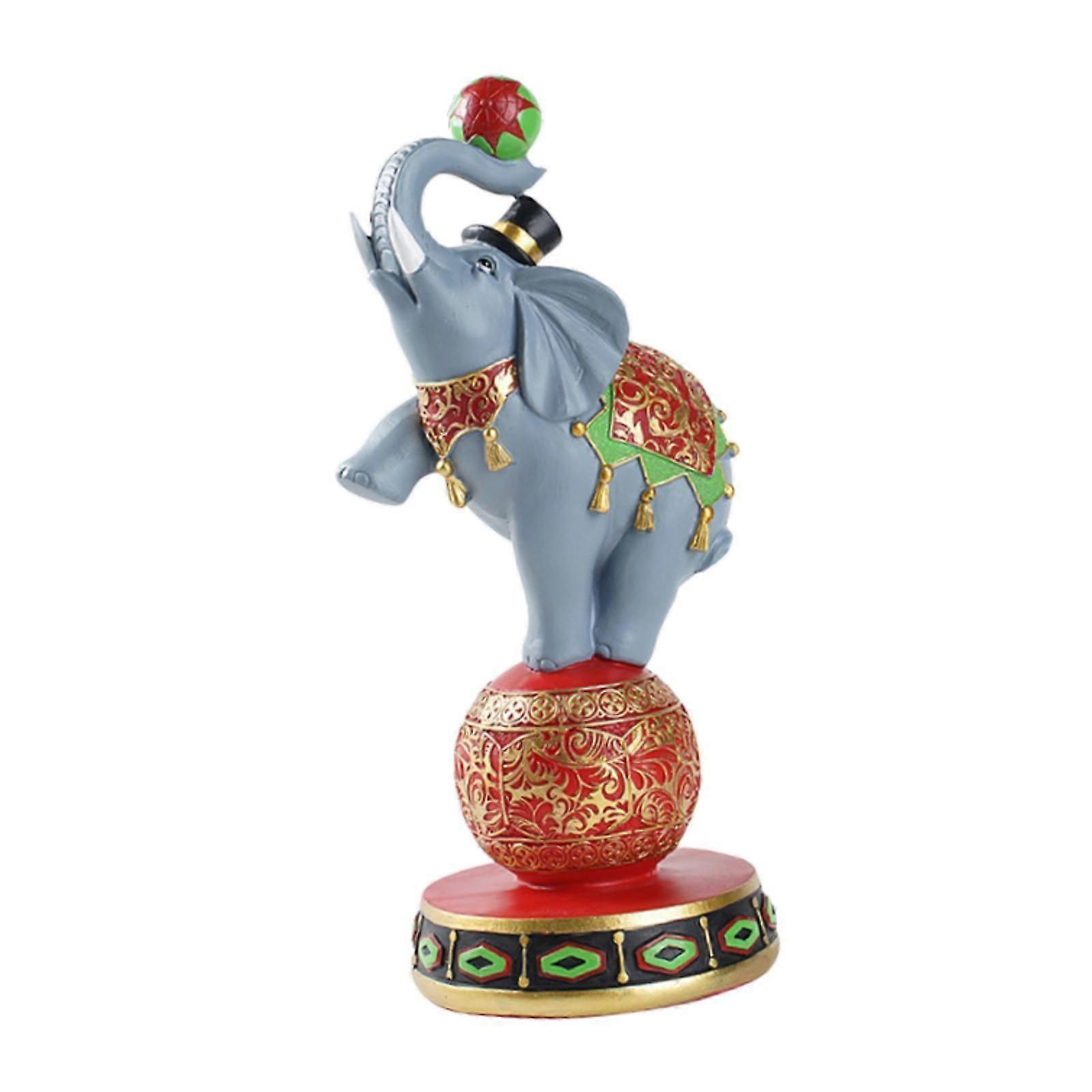 Elephant Statue Creative Resin Desktop Ornament for Living Room Office Shelf Play with Ball