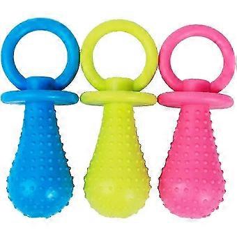 Rubber Milk Bottle Dog Shaped Pacifier Squeaky Pet Toy Chew Teething Molar Toy Dog Supplies Durable Random Color 3pcs(size: Small 9.5cm)