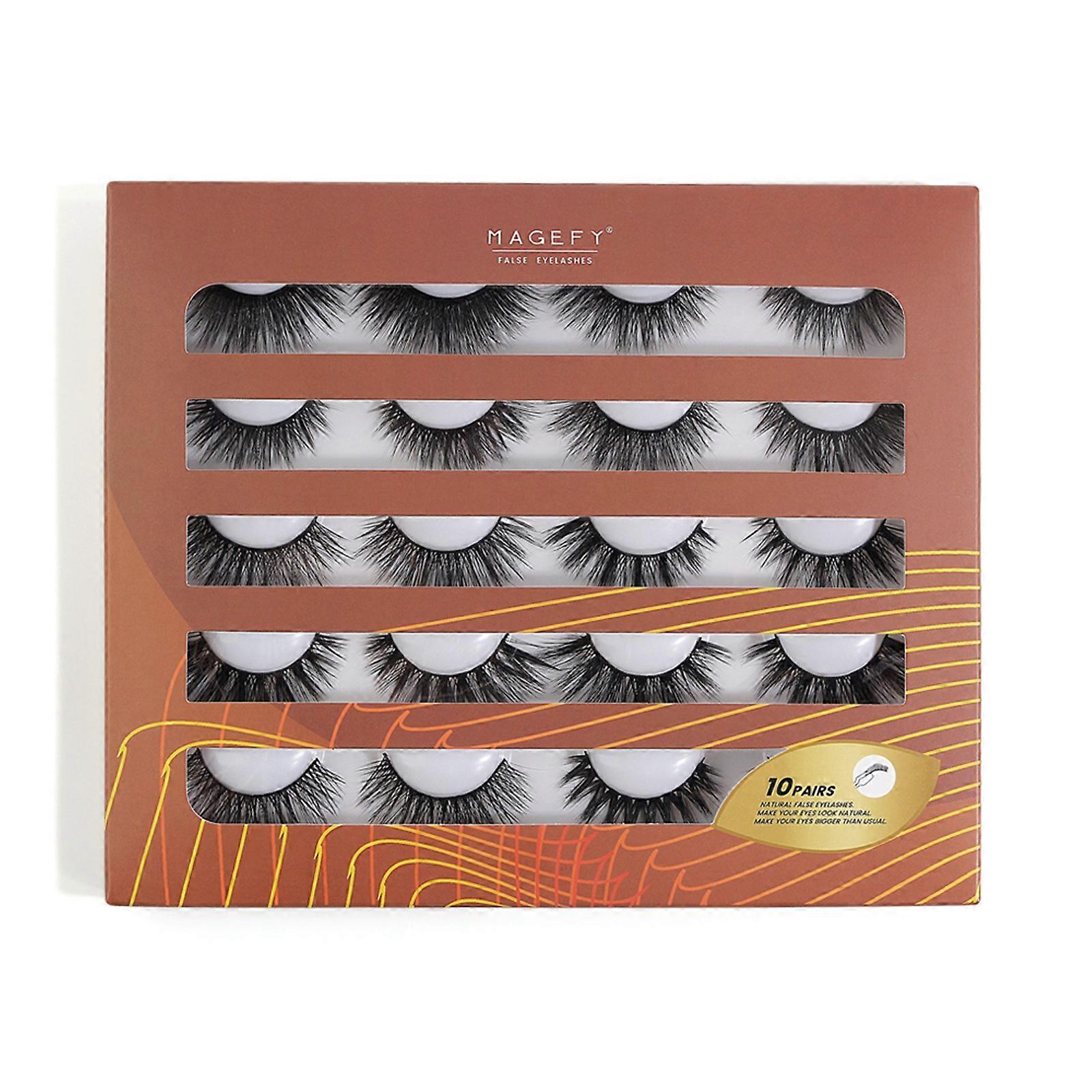 10 Pairs Of False Eyelashes Natural Thick Mixed Eyelashes Beginner-friendly
