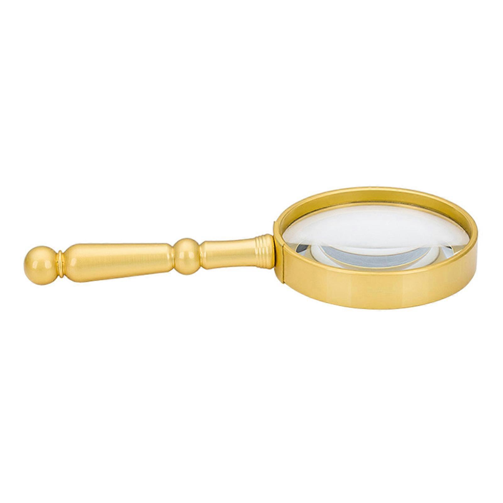 Magnifying Glass 6X Handheld Magnifier with Large Glass Lens & Metal Handle Bronze Magnifying Glasses for Reading  Gold