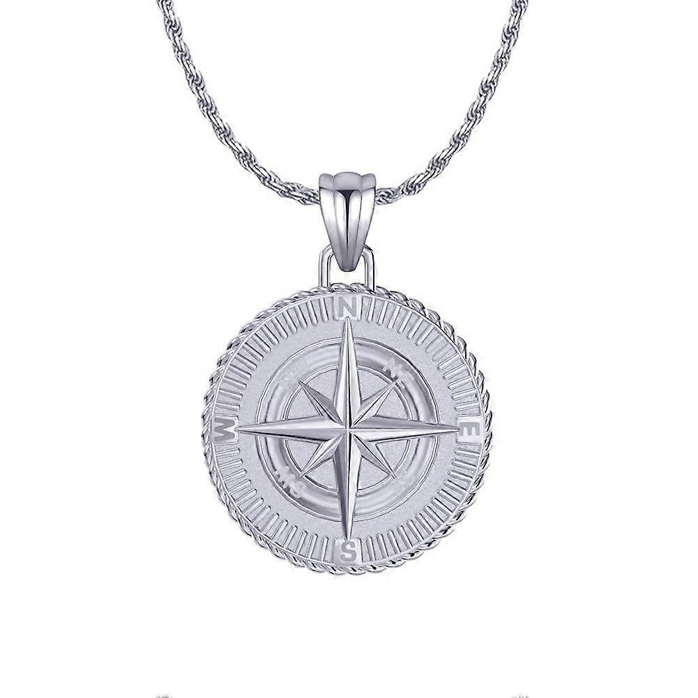 S925 Sterling Silver European and American Ins Style Compass Necklace Versatile Personalized Short Style for Men and Women