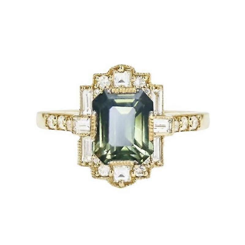 Square Diamond Shiny Ring Γυναικεία Niche Light Luxury Retro Κοσμήματα