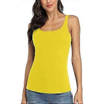 Charmleaks Dames Tanktop Met Plank Beha Verstelbare Bredere Bandjes Hemdje Basic Cami Tanks L geel
