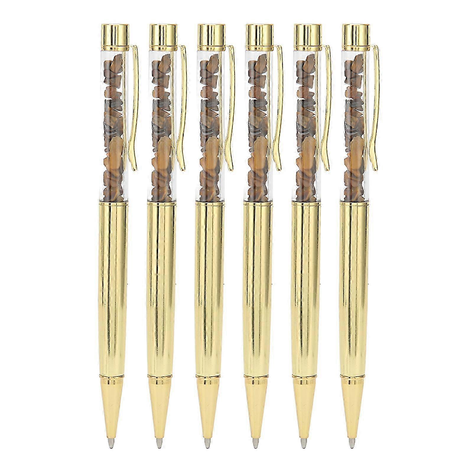 6Pcs Ball Point Pen Crystal Stone Replaceable Refill Elegant Multi Purpose Ink Pens for Study Office Business Type 2