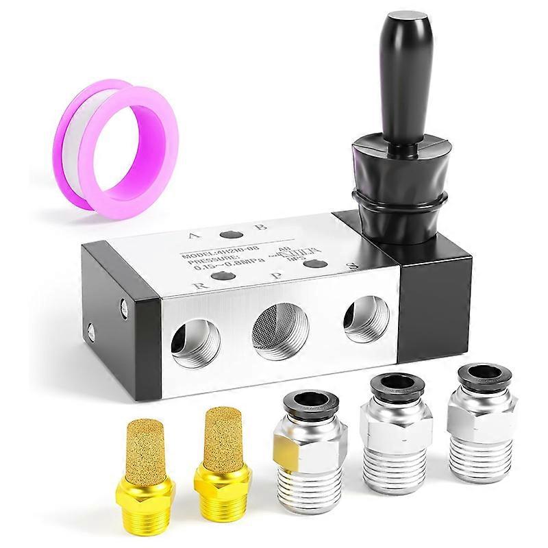 1/4Inch NPT 5 Way 3 Position Air Hand Lever Operated Valve Pneumatic Solenoid Valve Manual Control P