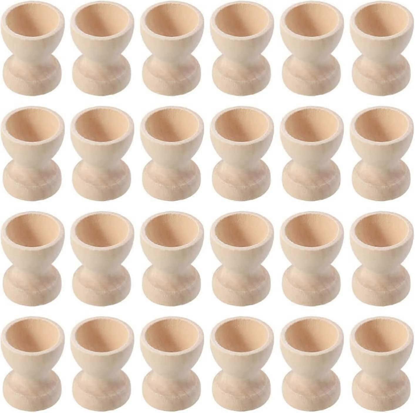 24pcs Wooden Egg Cups,easter,smooth Surface And Edges,free To Scribble