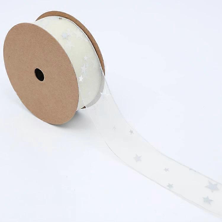 Wedding Floral Packaging Ribbon-Beige Star Ribbon,2.5 cm x 2.5 cm Beige
