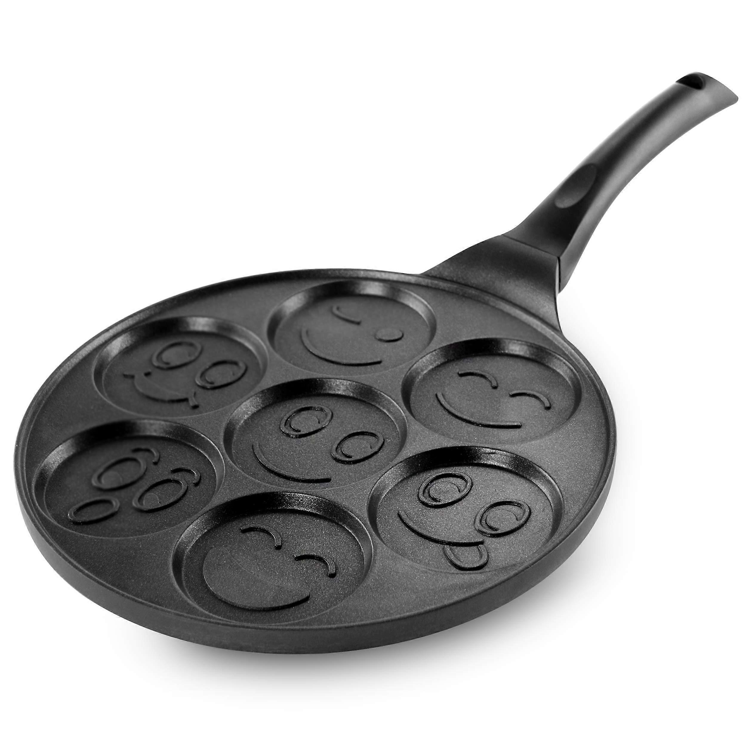 Happy Face Emoji Pancake Maker Pan 10.5 Inch Nonstick Aluminum With Cool Touch Handle For Easy Cooking