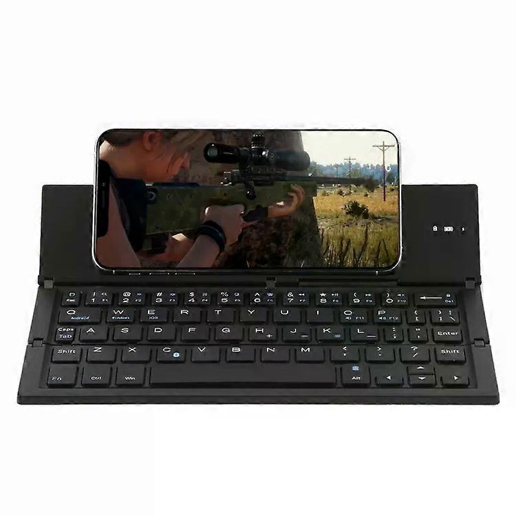 Ultra-thin Foldable Bluetooth Keyboard-V3.0,Built-in Holder,Supports Android/iOS/Windows,Black Black