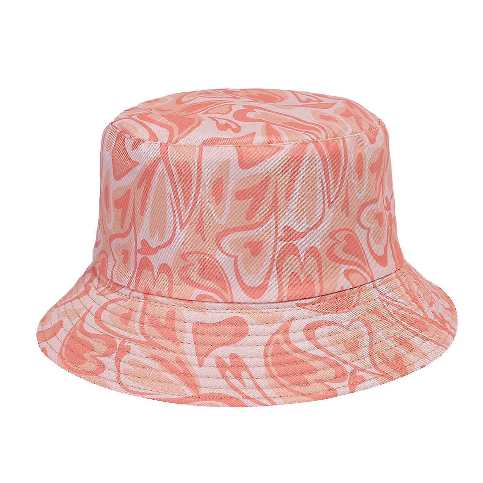 Color Matching Bucket Hat Breathable Multi-Color Heart Printing Wide Brim Bucket Hat Summer Fisherman Cap Unisex 4